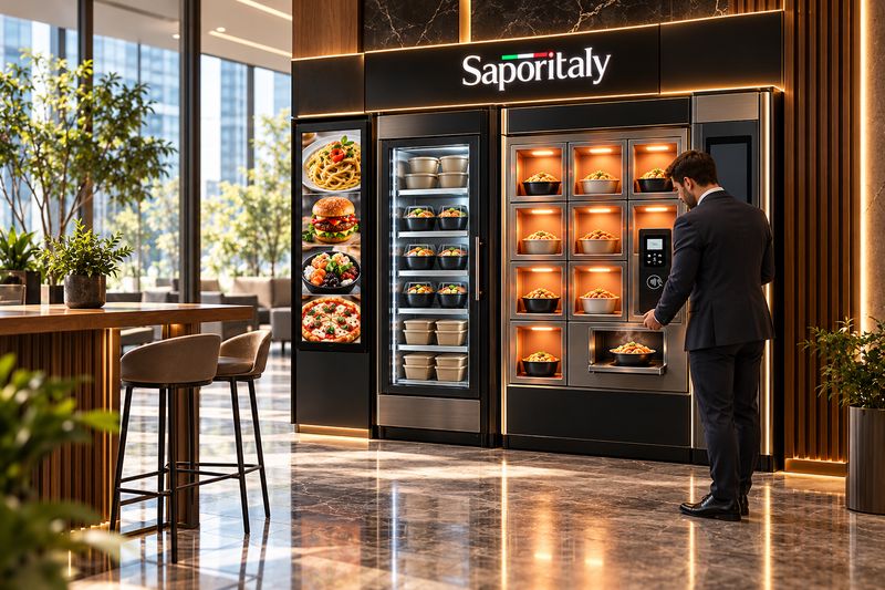 Corner Saporitaly in una lobby aziendale
